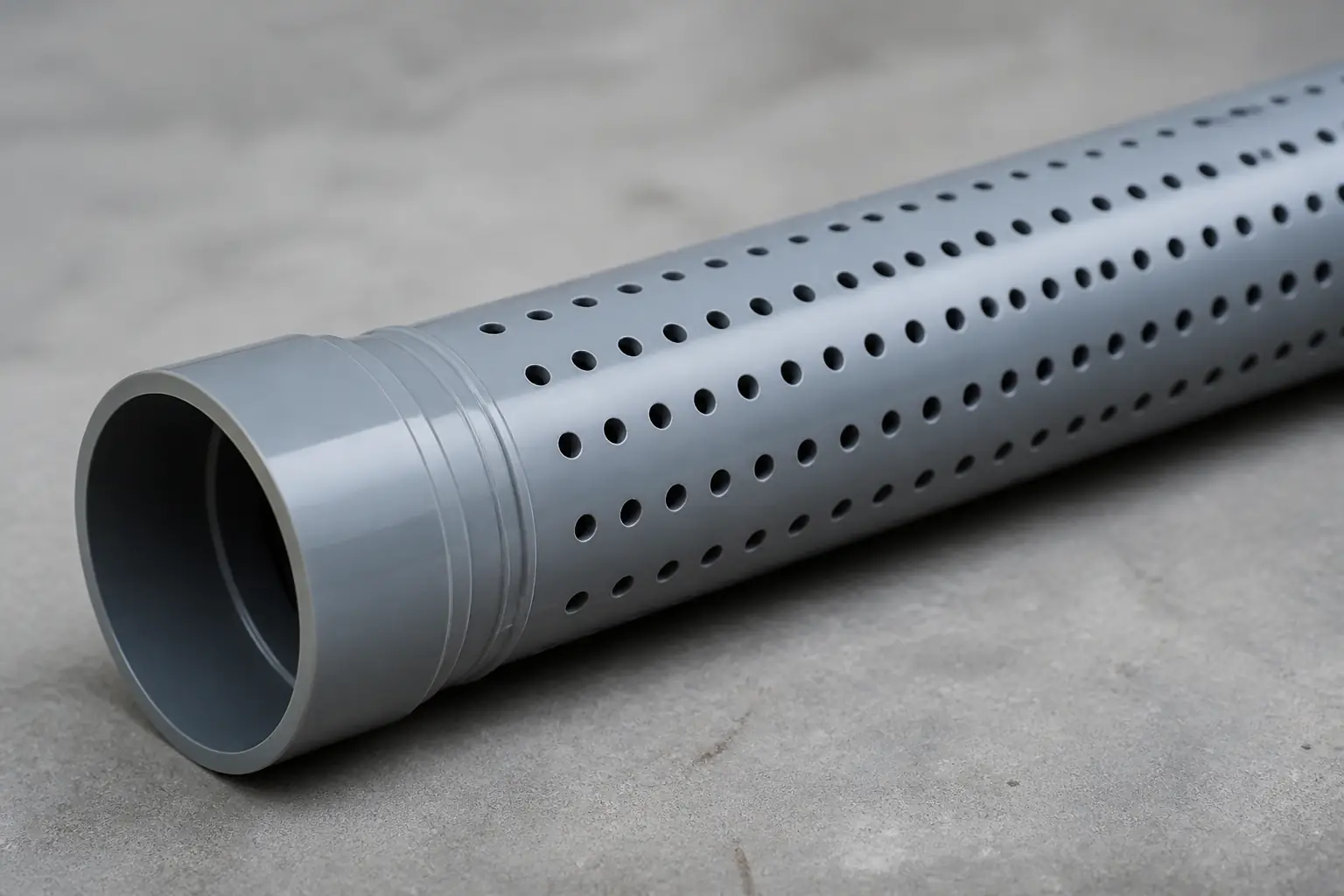 PVC perforated drainage pipe with round drainage slots/holes