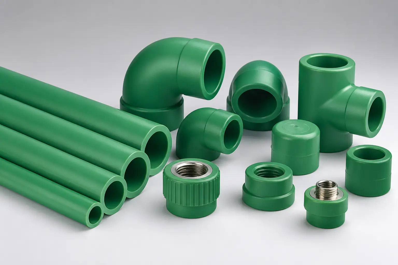 Green PPR pipes and fittings for hot and cold water systems