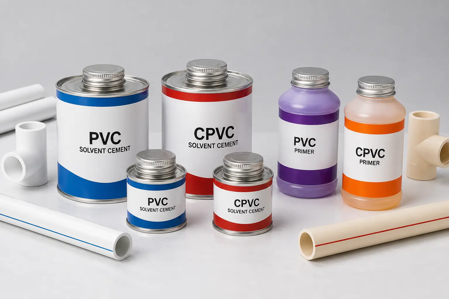 PVC/CPVC solvent cement and primer containers for pipe jointing