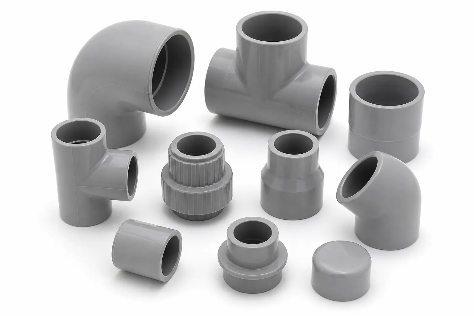 Socket fittings prepared for solvent-weld jointing